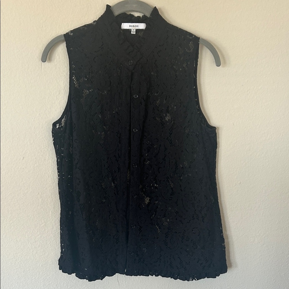 Ro & De Black Lace Sleeveless Blouse